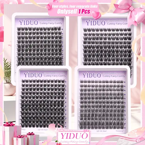 YIDUO Lash Clusters, Wispy High Quality Eyelash Extensions 10-18mm Individual False Eyelashes DIY Cluster Lashes, Lightweight Soft Comfortable Thin-Band Dramatic Eyelash Clusters, Makeup, Cosmetic Lashes, DIY Volume Eyelashes