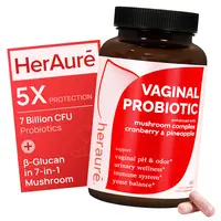 HerAuré Women’s Probiotics - pH Balance, Odor Control, Flora Health - 7 Billion CFU Probiotic, Prebiotic, 7-in-1 Mushroom Blend, Cranberry, Pineapple - 60 Capsules, Self-Care Gift, beach essentials, Deals For You Days，G