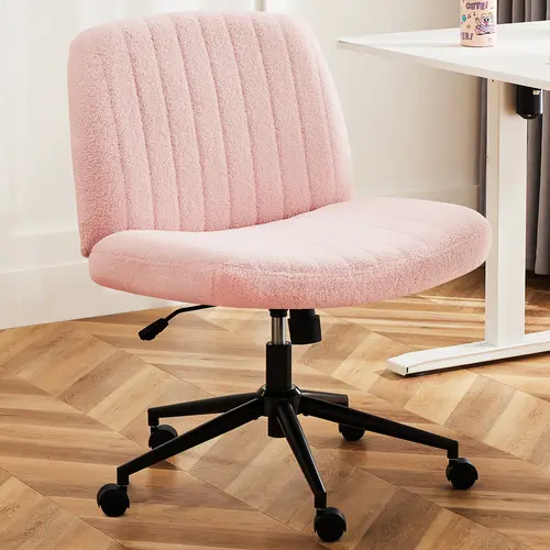 Modern Criss Cross Armless Ergonomic Chair - Wide Swivel Seat, Adjustable Height, No Wheels, Cross Legged Design, Home Office Desk Use, Ideal Christmas Gift,summerwins