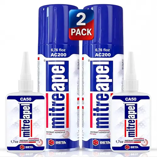 MITREAPEL Super CA Glue with Activator - High Strength, Fast Long Lasting Bond Adhesive for DIY Projects, Hobbies (1.7 oz & 6.7 fl oz, AC200)
