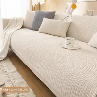 Solid Color Jacquard Chenille Sofa Cover, Decorative Couch Covers, Soft Couch Protector, Non-Slip Sofa Slipcover for Home & Living Room, Fits 1- to 4-Seat Sofas, Washable Sofa Protector