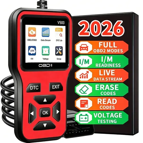 V500 OBD2 Scanner - Portable Car Code Reader for Vehicle Diagnosis, Battery Voltage Testing, DTC Lookup, Live Data Stream, Reset, Mode 6 & 8, I/M Readiness for 1996+ All OBDII/EOBD Vehicles (Ideal for Car Owners)