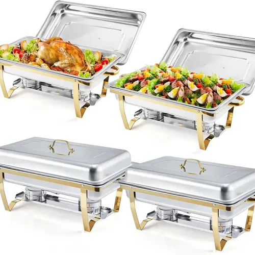 8 Qt Stainless Steel Rectangular Chafing Dishes (4/2 Pack) - Buffet Warmers Sets with Lids, Gold/Silver Handle Trays, Rectangular Casserole Dish for Catering, Party Kitchen Supplies,summerwins,outdoorfurnitureset