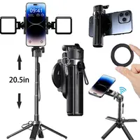 2026 Upgraded 5-in-1 Telescopic Selfie Stick mini Tripod (Telescopic Selfie Accessories), 20.5in Extendable, 360-Degree Rotating, Magnetic & Clamping Cellphone Holder, Rechargeable Remote, Compact Foldable Camera Grip, Vlog Live Tool, Valentine's Day Gift