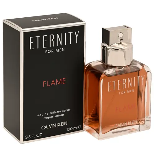 Calvin Klein ETERNITY FLAME Men's Eau de Toilette Spray - 3.3 fl oz High Quality Fragrance, Alcohol-Based Perfume, Warm Sensual Refined Scents, Ambery, Leather & Fresh Notes, Birthday Gifts for Him, Gifts for Dad