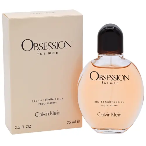 Calvin Klein Obsession for Men Eau de Toilette - Masculine Passionate Bold Citrus Spicy EDT Cologne, Contains Both Mandarin & Amber, Citrus Woody Musk Aromatic Oriental Scent, 2.5 fl oz (2 to 2.9 fl oz), Long-Lasting Evening Wear Men's Fragrance Gift