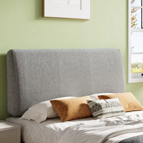 【DealsForYouDays】Pinmoco Soft Curved Upholstered Foam Headboard - Height Adjustable, Ergonomic, Sturdy, Headboard Only - Compatible with Platform Bed Frames (Full/Queen/King), Soft Curved Headboard.Home Accessory,Does not damage the wall, Modern Upholster