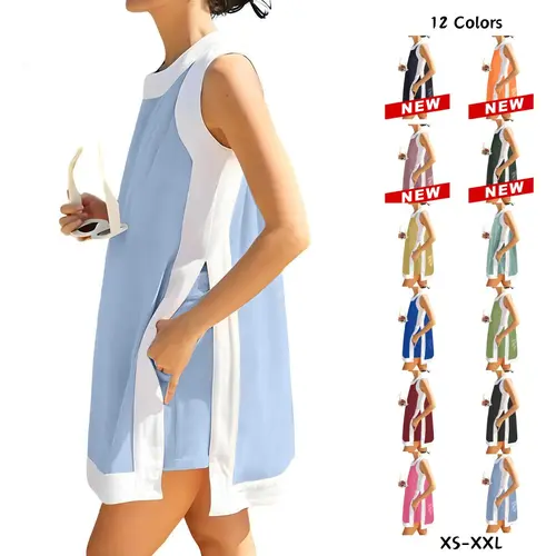 Yeokou Women's 2 Piece Outfits Sets Casual Color Block Crewneck Short Sleeveless Pullover Tops Matching Shorts with Pockets Womenswear Lightweight, Women's Clothes, 2 Piece Sets,summerwins,summeroutfits,vacationoutfits,bathingsuitwomenset,beachoutfits