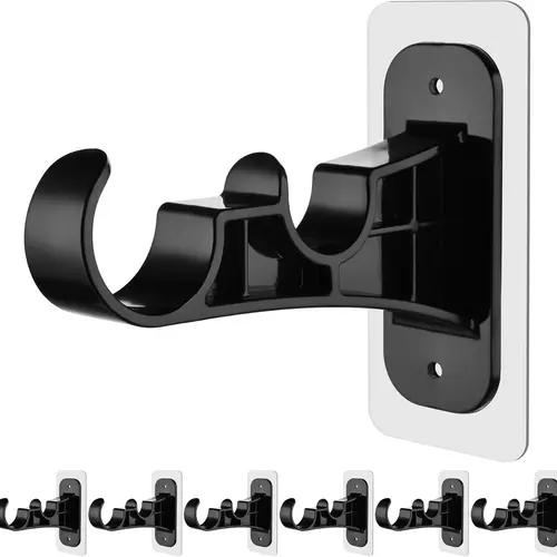 Antimbee 6 Pack No Drill Double Curtain Rod Bracket, Adhesive No Drilling Curtain Rod Holders, Damage-Free Stick Curtains Rods Hooks, Double Brackets Curtain Hangers for Wall(Black) summerwins,summerwins