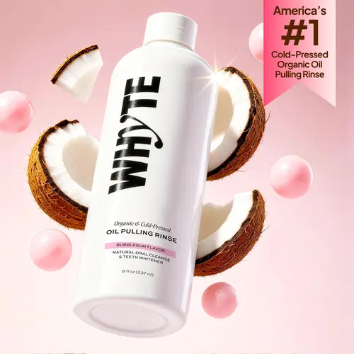 Whyte Organic Oil Pulling Mouthwash with ONLY 6 Clean Ingredients. Promotes Fresh Breath & Detoxes Mouth Naturally. Organic & Cold Pressed - Bubblegum