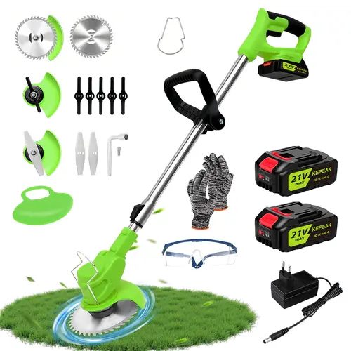 【DealsForYou】 KEPEAK High-Efficiency Cordless Weed Wacker with 3 Different Blades, Battery Powered Weed Eater & Brush Cutter for Garden Yard Trimming, Lightweight Ergonomic Design Ensures Easy and Stable Operation, Great for Daily Lawn