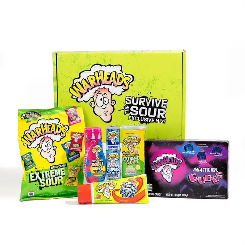 WARHEADS Extreme Sour Specialty Gift Box - 6-Variety Packaged Food Bundle, Artificial Colors-Free Fruity Candies, Boxed Party Favors for Sour Seekers