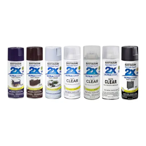 Rust-Oleum Painter's Touch 2x Ultra Cover Oil-Based Spray Paint - Flat White/Gloss Black Finish, 2x Coverage, Indoor/Outdoor, Outdoor Paint, Long-Lasting Protection, For Metal, Plaster, Unglazed Ceramic, Masonry, Multiple Colors Available