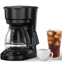 XBEAUTY 5-Cup Coffee Machine - 24H Programmable Timer, 25oz Water Reservoir, Delay Brew, 2H Keep-Warm Plate, Auto Shutoff, Reusable Filter Bag, Overheat Protection, 1-Min Fast Brew, Built-In Filter, Automatic Button-Activated, Home Use (Black), Auto Shuto