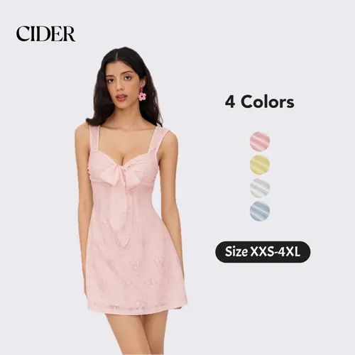 Cider Lace Sweetheart Bowknot Cami Mini Dress Casual Womenswear