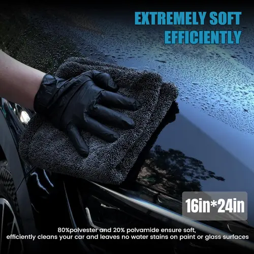 QIFOR Twisted-Loop 1300 GSM Premium Microfiber Auto Detailing Towel - Polyester Car Wash Accessory, Washable, Ultra-Absorbent Towel, Quick-Drying, Moisture Resistant