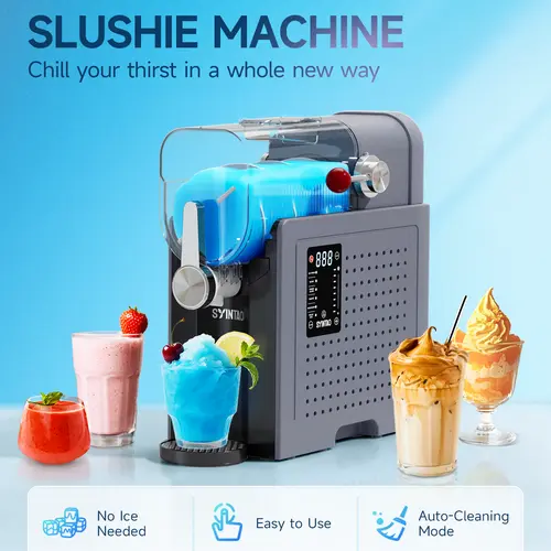 SYINTAO 6-in-1 Ice-Free Slushie & Soft Serve Ice Cream Machine - Smart Timer, Automatic Cleaning for Party Refreshments