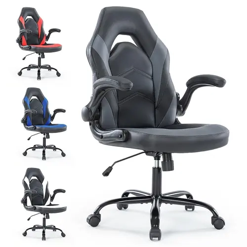 Sweetcrispy Ergonomic Gaming Chair - Modern Ergonomic Computer Chair with Breathable PU Back, Metal Armrest, 0–120° Tilt Dial, 18–22in Height Fit, 275lb Capacity, Lumbar Support for Home Office Desks