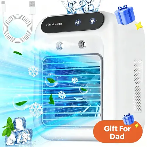 【FathersDayGift】 Portable Air Conditioners, 3-In-1 Cooling Fan with 2-Speed Mist Fan, mini Air Cooler for Traveling, Office, Living Room, Bedroom,summerwins