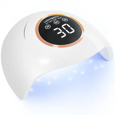 LadyMisty 72W UV LED Nail Lamp Light Dryer for Nails Gel Polish with 18 Beads 3 Timer Setting & LCD Touch Display Screen, Auto Sensor, Professional Nails, White/Pink
