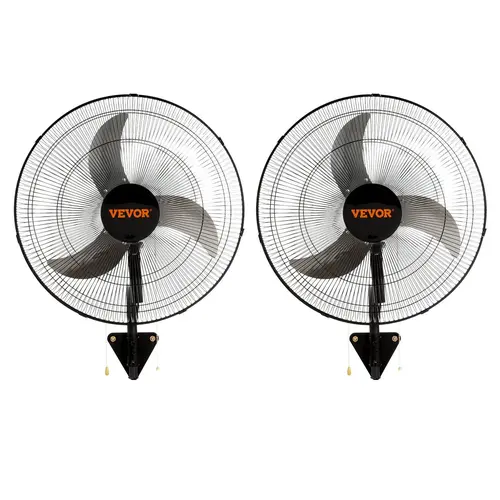 VEVOR 20-Inch Sturdy Metal Frame Oscillating Wall-Mount Outdoor Cooling Fan, ETL Listed, 3-Speed Control, 3-Step Wall Mount, Rotatable Head, Max 4650 CFM High Velocity Filterless Black Tool Upgrade for Commercial/Residential Use (Garage, Plants)