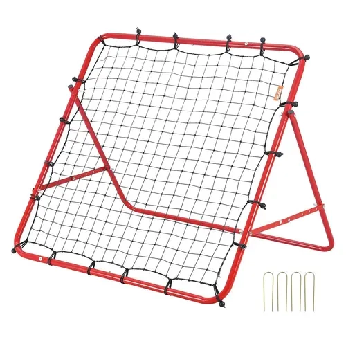 VEVOR 39"x39" Portable Football Rebounder Net, Foldable Outdoor-Ready Trainer with Robust Iron Tube Frame, Adjustable Angles, 45ply Rebound, Compact Storage, Easy Setup for Backyards, Ideal for Soccer Enthusiasts