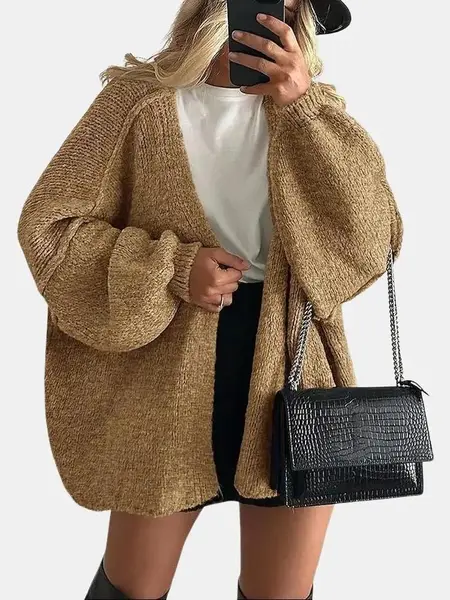 PrettyGarden Women's Oversized Cardigan Sweater Fall Long Lantern Sleeve Knit Open Front Lightweight Sweater Knitwear Tops#DealsForYouDays