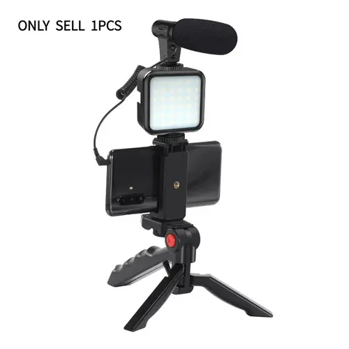 Smartphone Video Kit, Video Blog Kit, Vlogging Kit with Microphone Selfie Fill Light Tripod, 50 Inch Extendable Phone Clip Remote Control Compatible with iPhone/Cameras, Photoshoot Accessories, Videography Equipment, Selfie Vlogging Accessory