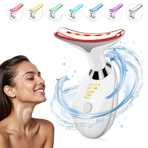 Facial Beauty Machine - Wireless Portable Multifunctional LED Skin Care Tool, Jawline Trainer & Shaper, Face/Neck Massager with 415nm Blue Light, Lifts & Firms for 5-Minute Glow-Up at Home & Travel Self-Care