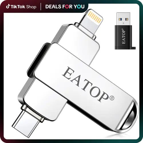 EATOP USB Flash Drive - Thumb Drive for iPhone/iPad, Android Compatibility, OTG Support, USB-C for Modern Devices, Class 10 High Transfer Speed, Plug-and-Play Photo/Video Backup (No App Required, Computer Compatible)