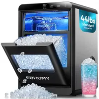 【Super Brand Day】Euhomy Nugget Ice Maker Countertop, 44Lbs/24H Pebble Ice Maker Machine, Self-Cleaning Pellet Ice Machine with Ice Scoop&basket, Sonic Countertop Ice Machine for Home/Kitchen/Office(Black)