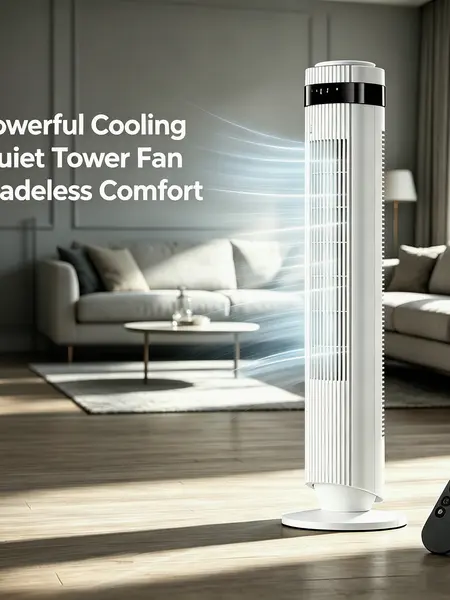 Sweetcrispy Compact Tower Fan - Adjustable Cooling Fan with LED Light, 28dB Silent Cooling, 12H Timer, Smart Auto Mode (Auto Mode Saves Effort), 64° Automatic Oscillating, Bladeless, Secure Stay Cool Solution for Home & Office