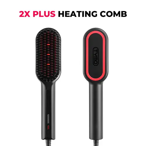 TYMO IONIC PLUS Hair Straightener Thermal Brush - Ergonomic Anti-Scald Handle, Fast Heat-Up, Smoothing Ceramic Bristles, Styling in Few Strokes, Advanced Heat Control, Frizz Reduction, for All Hair Types, Women's Gift Idea