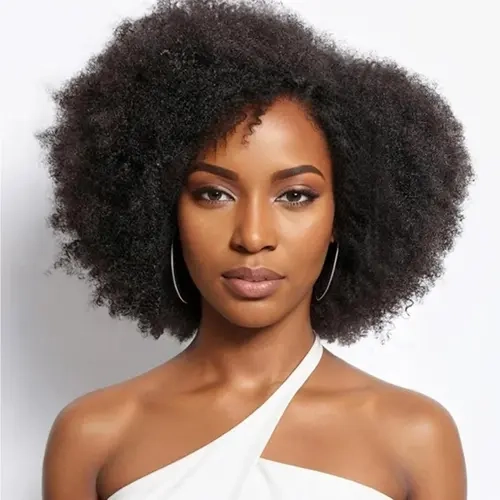 Imani 14in Remy Human Hair Short Puff Curly Wig - 13x4x2 HD Lace Front Wig, 250% Density, Natural Hairline, Heat Resistant, Soft, Smooth, Braidable, Adjustable, Afro Kinky, Affordable, Bleachable/Dyeable/Restyleable, Fade Resistant