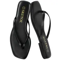 Women's Flip Flops  Black Square Toe Flat Cute Sandals for Women 2026  Vegan Leather Lightweight Summer Sandals  Dressy Vacation Essentials Slides ,Summer Women's Shoes 2026, Fashion Platform Sandals Footwear sandals for summer