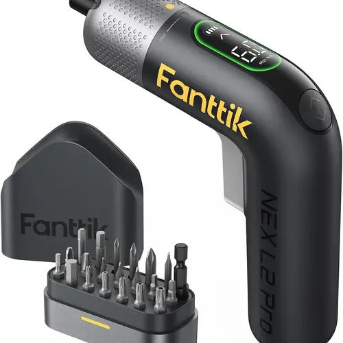 Fanttik L2 Pro Cordless Power Screwdriver - 3.7V USB-C Fast Charge 2000mAh USB Rechargeable Screwdriver, 1/4'' Hex Chuck, 6N-m Max Torque, 7 Torque Settings, Adjustable Variable Speed, 20 Bits, Digital Screen, Storage Base, DIY Enthusiasts Tool