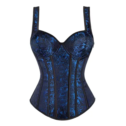 Women's Gothic Jacquard Floral Overbust Corset Top - Sweetheart Neck Strappy Tank Camisole, Waist-Focused Burlesque Renaissance Shapewear, Christmas Clubwear Lingerie, Skirts-Friendly Fit Underwear 1569-D2