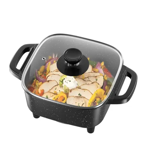 AORAN KITCHEN Big-Family Size Low-Oil Non-Stick Electric Multi-Cook Pot - Large Capacity, Portable, Lightweight Cooker with Accurate Temperature Control, Fry/Steam/Deep-Fry Functions for Families with Elderly or Children, Home Kitchen