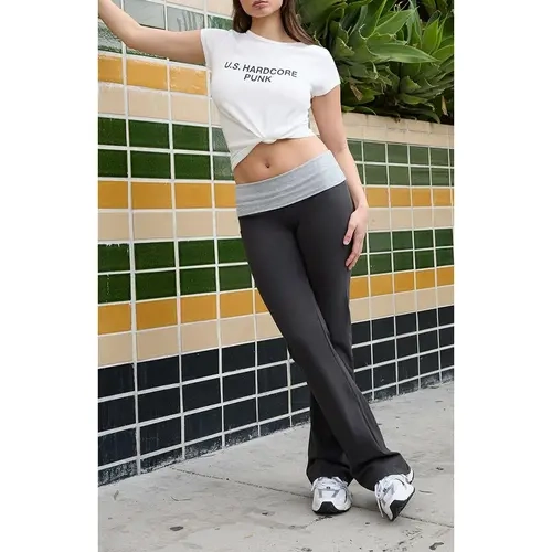 John Galt Women's Black & Silver Priscilla Flare Pants