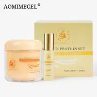 Aomimegel Collagen Hair Mask & Argan Oil Serum Set - Deep Repair Moisturizing Care for Dry Damaged Hair - 500ml + 60ml - Pure Nature Treatment
