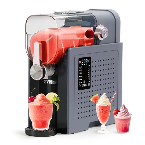 [SYINTAO] 6-in-1 Fast Freeze Slushie Machine - 88oz Large Size Household Item, 6 Pre-Set Modes, 1-Touch Auto-Clean, Detachable Lid, Preset Scheduling Cool Gadget for Family Kitchen Appliance