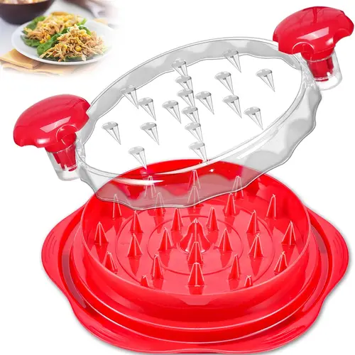 NULAS Chicken Shredder Tool Twist for Kitchen, Manual Chicken Breast Grinder Machine for Ground Food, Meat and Vegetables, Red