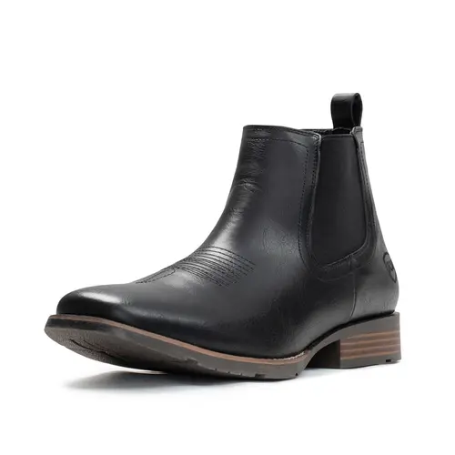IUV Cowboy Boots For Men| Ankle Boots Western Boot Casual Dress Slip On Chelsea Men Leather Footwear Walking Shoes Black Closed Decor black boots
