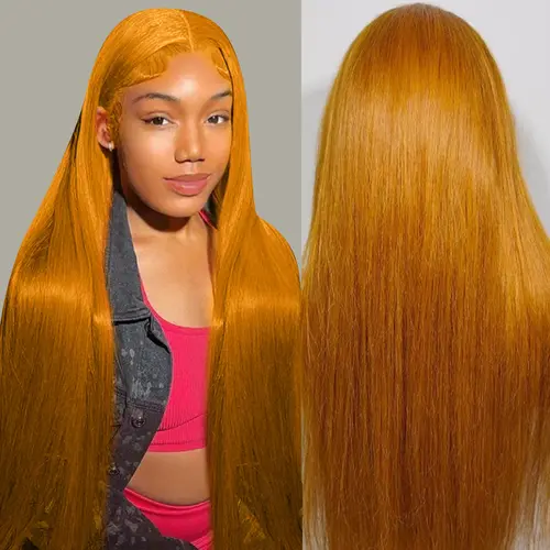 Cute Bein Ginger Colored 13x6 HD Lace Frontal Human Hair Wigs For Woman 180% Density Lace Front Human Hair Wigs Straight Wig