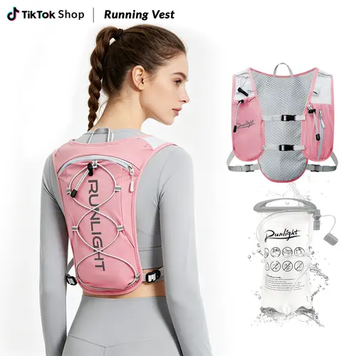 Runlight Unisex Lightweight 1.5L Leakproof Bladder All-Seasons Sport Vest, Breathable Zipper Backpack for Running, Jogging, Marathon, Adjustable Shoulder-Free Outdoor Hydration Pack