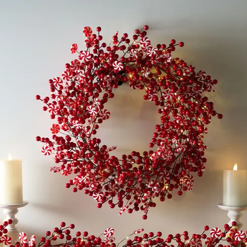 Kringle Express 24" Peppermint Swirl & Berries Wreath