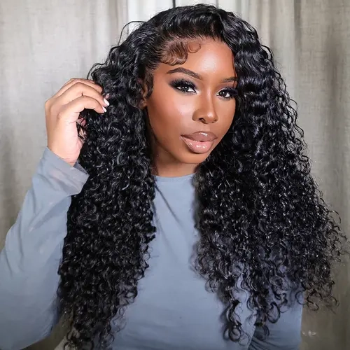 13x6 Drawstring Glueless Curly Wig Human Hair Pre-Everything Ear To Ear Natural Hairline Full Lace Frontal Wig