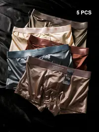 Men's Satin Underwear Set, Breathable Boxer Shorts, Soft Comfortable Fabric, Casual Style, All Seasons Wear, Home & Vacation Use