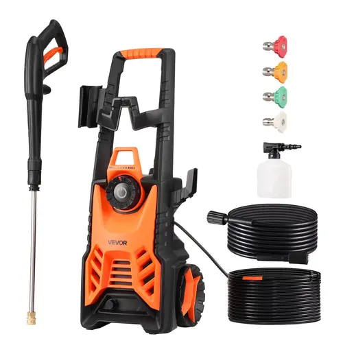 VEVOR Portable Adjustable Electric Power Washer with Adjustable Water Pressure, 1900W, Max 4500 PSI, 3.2 GPM Flow, 500ml Capacity, Tangle-Free Hook, 26-Foot, 35-Foot Power Cord for Outdoor Car Washing