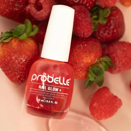 Probelle Vegan Liquid Nail Strengthener & Glow Treatment - Sheer Jelly Tint, Cucumber & Cranberry Infusion, Water-Based, Light Formula, Alcohol-Free, Adipic Acid-Infused for Brittle, Thin Nails, 0.5 oz